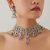 Conjunto de Joyería de Collar con Borla de Moneda Flor Hueca Estilo Exótico Exagerado Más Vendido Transfronterizo Campana de Viento India