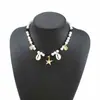 N13549 Collar con Colgante de Estrella de Mar de Concha de Perla Artificial Estilo Océano de Verano Cadena para Clavícula Estilo Vacaciones para Mujer Collar Hecho a Mano con Cuentas