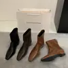 Botas de tacón de cuña elásticas de ajuste ceñido, súper modernas y bonitas para 2026, estilo francés, Botines cortos elegantes Maillard para mujer, principios de otoño