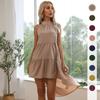 Bai Fen Zhi YiRopa de Mujer Transfronteriza Venta Caliente Verano Vestido de Noche Europeo y Americano Color Sólido Cuello Halter Cintura Ceñida Ajustado