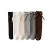 Meias Infantis Estilo Coreano, Meias Longas de Cor Sólida com Laço para Bebês, Meias de Meia-Panturrilha para Roupa de Pequena Princesa, Primavera, Malha Dupla