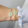 Pulsera de Monedas de Esmeralda y Jade Hetian, Pulsera de Hebilla de la Paz de Jade Bicolor Estilo Vintage, Joyería para el Año de Nacimiento