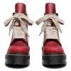 Botas de Motocicleta de Cuero Crazy Horse de Primera Capa Transfronterizas de Color Rojo con Suela Gruesa de 8 Ojales para Mujer 1460 Cremallera Lateral Botines de Cuero Genuino Suela de Plataforma Lengüeta Larga