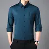 Camisa de Manga Larga Unilateral Completamente Sin Costuras para Hombre Camisa de Hombre Top en Relieve para Papá de Mediana Edad