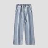 Jeans Preto Vintage Masculino Tendência High Street Calça de Perna Larga Estilo Americano Calça Longa Reta Masculina