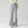 Calça flare de maternidade, novo estilo outono/inverno, cintura alta, projetada para dar suporte à barriga, com uma silhueta fluida que faz as pernas parecerem mais longas, e oferece cobertura para o abdômen sem ser muito apertada, adequada para usar como peça externa.