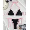 Traje de baño transfronterizo para mujer de tres piezas a juego de colores estilo deseo puro Bikini de chica picante Traje de baño dividido Traje de baño caliente de Amazon