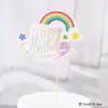 Arco Iris Decorativo Colorido Tarjeta Inserto para Pastel Pastel de Cumpleaños Estrellas Dorada Rosa Azul Enchufe Decoración de Postre para Hornear Inserto