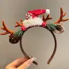 Diadema de Navidad Cabeza de Alce del Bosque Diadema de Cuernos Rojos Pinza para el Cabello Linda para Niñas Accesorios para el Cabello de Navidad para Adultos