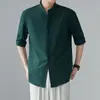 Camisa Blanca de Manga Corta Estilo Chino Nuevo para Hombre Beijianglang, Nuevo Set de Traje Casual Zhongshan de Verano Estilo Francés Resistente a las Arrugas sin Planchar