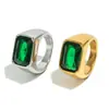 Anillo de Moda Simple Transfronterizo Más Vendido Joyería Acero Inoxidable Chapado en Oro de 18K Lujo Ligero Anillo Cuadrado de Diamante Accesorios