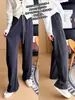 ¡Pantalones holgados de corte relajado! Pantalones casuales de pierna curva para mujer, corte diagonal, cintura suave y elástica, pantalones de pierna ancha rectos adelgazantes relajados de otoño