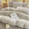 Estilo Retro Nostálgico Hipoalergénico Hilo Teñido de Grado Materno e Infantil Algodón de Doble Capa Set de Cuatro Piezas Absorbente de Humedad y Transpirable Ropa de Cama 100% Algodón