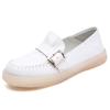 Sapatos femininos novos de primavera com sola macia de tendão de boi, sapatos de camada única, sapatos brancos de couro bovino, sapatos planos de camada única, sapatos para mulheres grávidas, fabricante direto