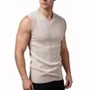 Nuevo chaleco versátil de moda para otoño e invierno para hombre, suéter casual de punto con cuello en V, disponible en tallas grandes y múltiples colores, estilo pullover, sin mangas, perfecto como capa base