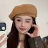 Boina para Mujer, Sombrero de Lana Bordado Que Hace que la Cara se Vea Más Pequeña, Sombrero Octogonal para Otoño e Invierno, Sombrero de Otoño Versátil de Estilo Japonés con un Toque de Alta Gama, Sombrero de Pintor