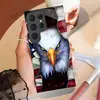 Diretamente da Fonte, Capa de Celular de Vidro Estilo Americano Águia de Cabeça Branca Audaciosa para Samsung A55, Adequada para S25, Capa Protetora Antiderrapante e Anti-riscos