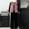 Conjunto Otoñal Nuevo Estilo Chino para Madres Mayores de 50 Años, Nuevo Conjunto de Chaleco de Tres Piezas de Alto Gama Estilo Tradicional Ligero 2026 para Mujeres de Mediana Edad
