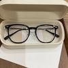 Lentes Ins de montura grande negra lisa para mujeres con miopía se pueden equipar con monturas para ojos de espejo plano anti luz azul para rostros cuadrados y redondos