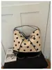 Bolso Pequeño de Lunares con Lazo para Mujer 2026 Nuevo Estilo Bolso Tote para el Trabajo y los Viajes de Negocios Bolso de Axila de Lona de Alta Gama para Verano