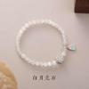 Pulseira de Cristal de Pedra da Lua Branca Natural Feminina Nova Prata Esterlina Chinesa Transportador de Lótus Luz de Luxo Pulseira Guoxue Presente Explosivo