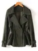 Chaqueta de Cuero con Lazo a la Cintura Estilo Otoño Nuevo Transfronteriza, Cuero Semi-Curtido Encapsulado al Agua, Chaqueta de Cuero Moderna y Versátil