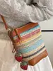 Bolsa de Palha da Moda para Mulheres 2025 Verão Nova Tendência Tecida Ombro Transversal Bolsa Feminina Praia Casual Bolsa de Balde