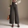 Pantalones de pierna recta, forrados de forro polar, mezcla de lana a la moda para mujer, nueva colección otoño/invierno 2026, de cintura alta, adelgazantes, casuales, versátiles, de pierna ancha