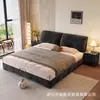 Cama moderna minimalista oreja de elefante, cama de tela chenilla, cama doble con gran almacenamiento, dormitorio principal minimalista italiano