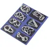 Hebilla de inteligencia juego de 8 piezas ABCD rompecabezas de metal serie nueve hebilla de liberación venta al por mayor hebilla de inteligencia juego de 8 piezas