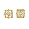 Pendientes Cuadrados Calados Retro de Alta Gama, Exquisitos y Brillantes, Pendientes de Moda que No Chocan, Pendientes Populares con Aguja de Plata S925