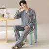 Algodão Puro2026 Pijama de Casal Novo Desenho Animado Primavera e Outono, Manga Longa e Calça, Corte Solto, Gola Reversível, Pode Ser Usado Fora de Casa, Roupa de Casa