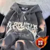 Jaqueta Cardigan de Veludo Cotelê Estrela Vintage Americana para Mulheres, Estilo Primavera e Outono, Moletom com Capuz Solto Ins Tendência Street Style