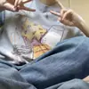 Camiseta de Manga Corta de Algodón Puro Estampada Estilo Europeo Retro Americano Oversize para Mujer Diseño de Verano Camiseta Superior de Nicho