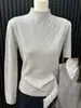 Suéter Macio Versátil de Gola Alta Camada para Mulheres, Camiseta Base de Lã Espessa Peça Única, Top Base Interno Quente para Outono e Inverno