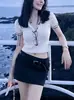 Top de Punto con Cuello Polo Manga Corta Diseño Estilo Francés para Mujer, Temporada Primavera/Verano 2026, Corte Delgado, Elegante, Sensación de Alta Gama