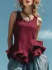 Nova Coleção Primavera/Verão 2026 Europeia e Americana Transfronteiriça Site Independente Amazon Moda Casual Top sem Mangas com Barra Franzida