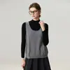 Chaleco de Punto de Cachemira Estilo Retro para Mujer Jersey con Botones en la Espalda Versátil sin Mangas para Superponer Suéter Capa Base