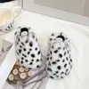 Pantuflas de algodón para niñas, colección otoño/invierno 2026, forradas de felpa para abrigar, diseño antideslizante para interiores, estampado de leopardo, suela suave, pantuflas de algodón esponjosas