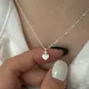 Collar de Amor Cepillado Mate Estilo Coreano para Mujer Plateado Cadena para Clavícula Dulce de Alta Gama Circonita Simple Nicho
