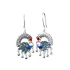 Carácter plata s925 plata moda retro azul quemado pavo real filigrana borla pendiente simple damas nicho pendientes