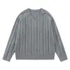 Suéter de hombre con cuello en V, mangas raglán de punto trenzado, jersey holgado de manga larga, estilo retro old money