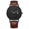 Nuevo Reloj para Hombre, Estilo de Negocios, Escala Digital Simple, Calendario, Correa de Cuero, Reloj de Pulsera de Cuarzo Casual, Venta al por Mayor Directo de Fábrica