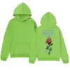 Sudadera con capucha de diseño de marca de moda con estampado de rosa y llama es simple y versátil