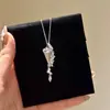 "Ampulheta Estrela Cadente" Prata Super Flash Ampulheta Pingente de Borla Micro-Incustado Colar Nicho Requintado Acessível Luxo Versátil Colar