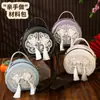 Bolsa Bordada Hecha a Mano DIY Guofeng Nuevo Estilo Chino Versátil Bolsa Redonda Pequeña Bolsa de Material Bolso Cruzado Bolso de Hombro Único para Mujeres