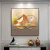 Arte de Pared para Restaurante con un Toque de Lujo, Pintura de Paisaje Estilo Chino Nuevo, Mural Moderno de Lujo Ligero para Pasillo de Entrada, Pintura Decorativa para Dormitorio y Comedor