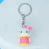 Llavero de Hello Kitty Lindo de Dibujos Animados Llavero de Muñeco Kt Cat de Goma Blanda Tridimensional Colgante para Bolso de Niña Pequeño Regalo