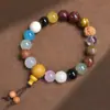 Pulseira de 18 Contas de Sementes de Bodhi com Tassel de 18 Tesouros Duobao, Rosário de Contas de Buda para Homens e Mulheres Brincarem com uma variedade de Contas de Buda