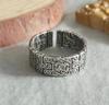 Anillo europeo y americano de plata tailandesa estilo antiguo retro con patrón de hierba Tang para mujer, anillo tejido de nicho, anillo moderno para hombre personalizado creativo y chic